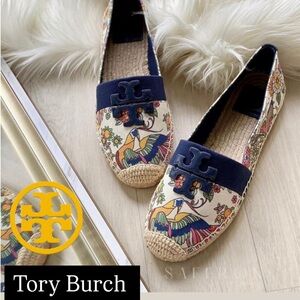 TORY BURCH Weston Flat Espadrille  Promised Land/Royal Navy 57785 Size 8